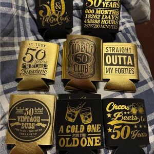 Gold and Black 50th Birthday Can Coolers Favors New -12